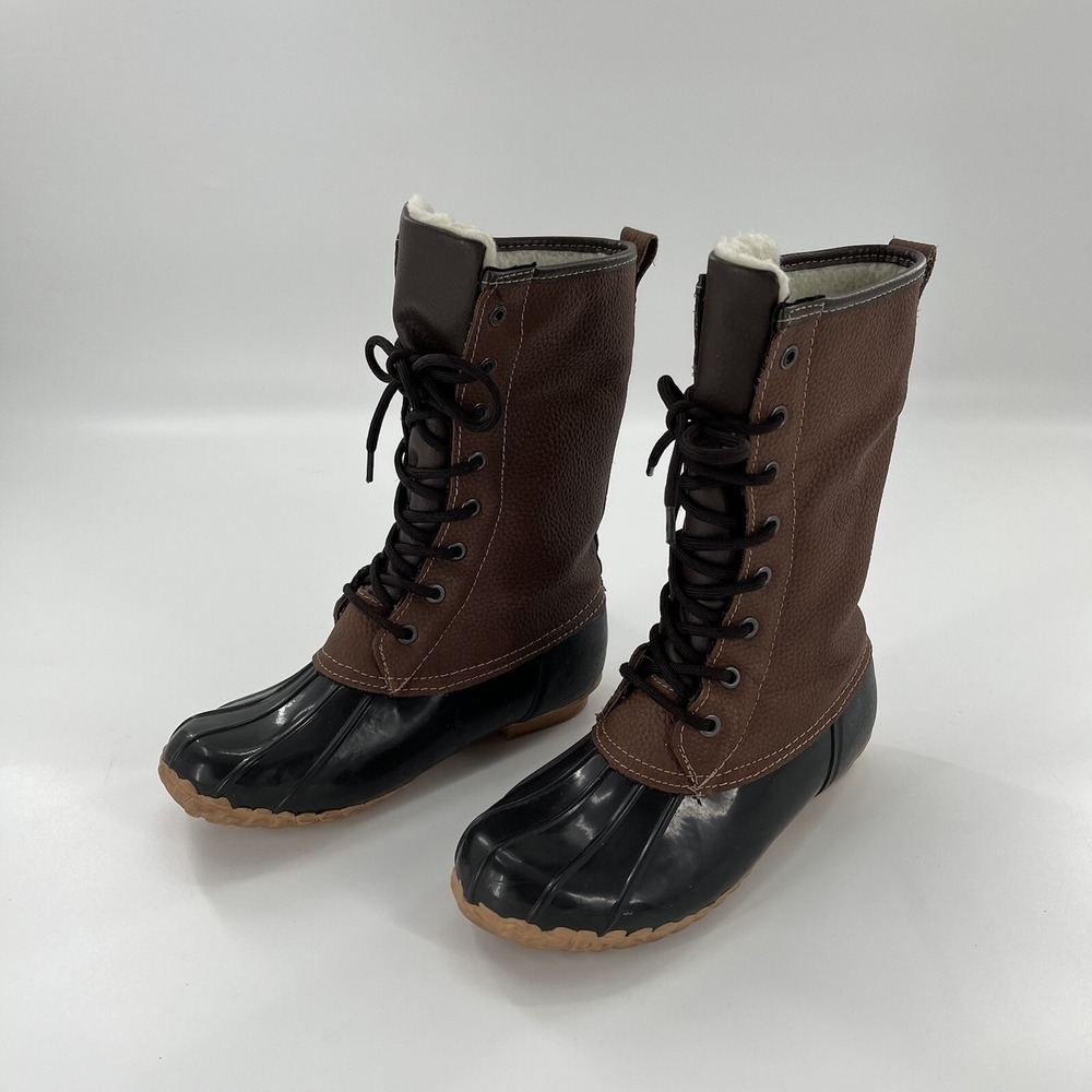 Sporto Daphne Leather Snow Duck Boot Womens 6 Black Mid Calf Black Winter‎ Laces - Picture 4 of 12